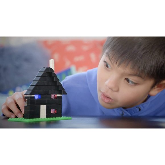 NWB E-Blox Story Blox The Cave, LED Light-Up Building Blocks Toy Set, 118 Pieces
